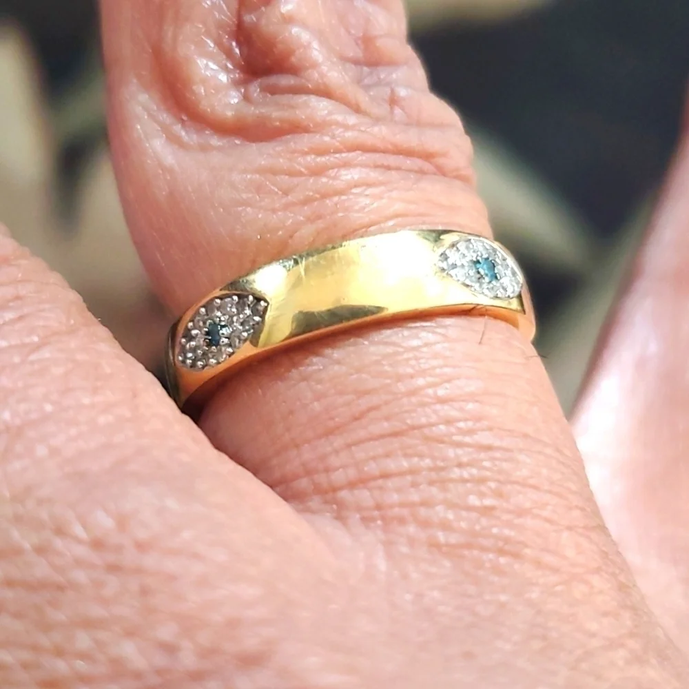 GP Blue Diamond & Diamond Watchful Eye Band Ring